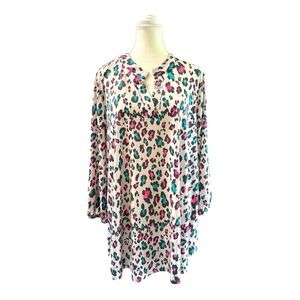 Dear Scarlett Multicolor Leopard Print Long Sleeve Blouse - XL